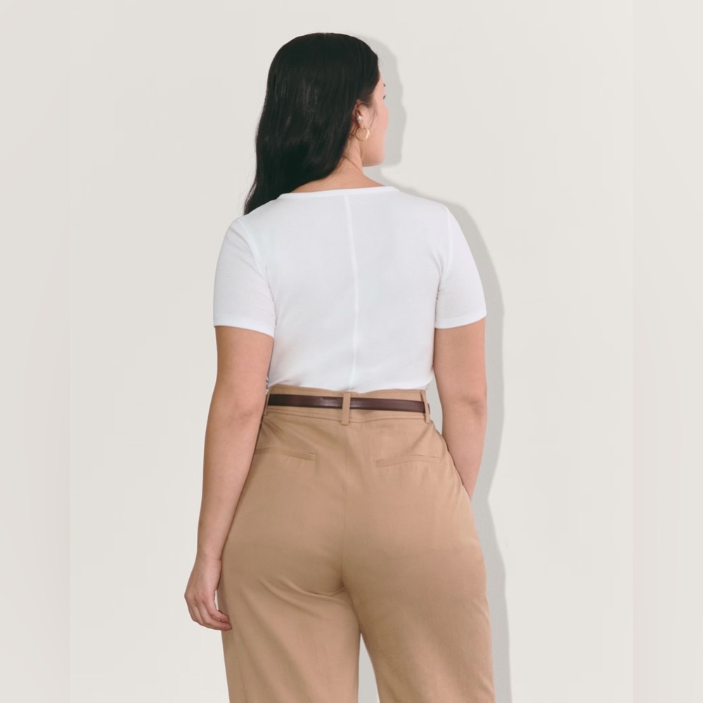 New Everlane The Luxe Rib Crew Top White Medium Short Sleeve - Picture 5 of 14